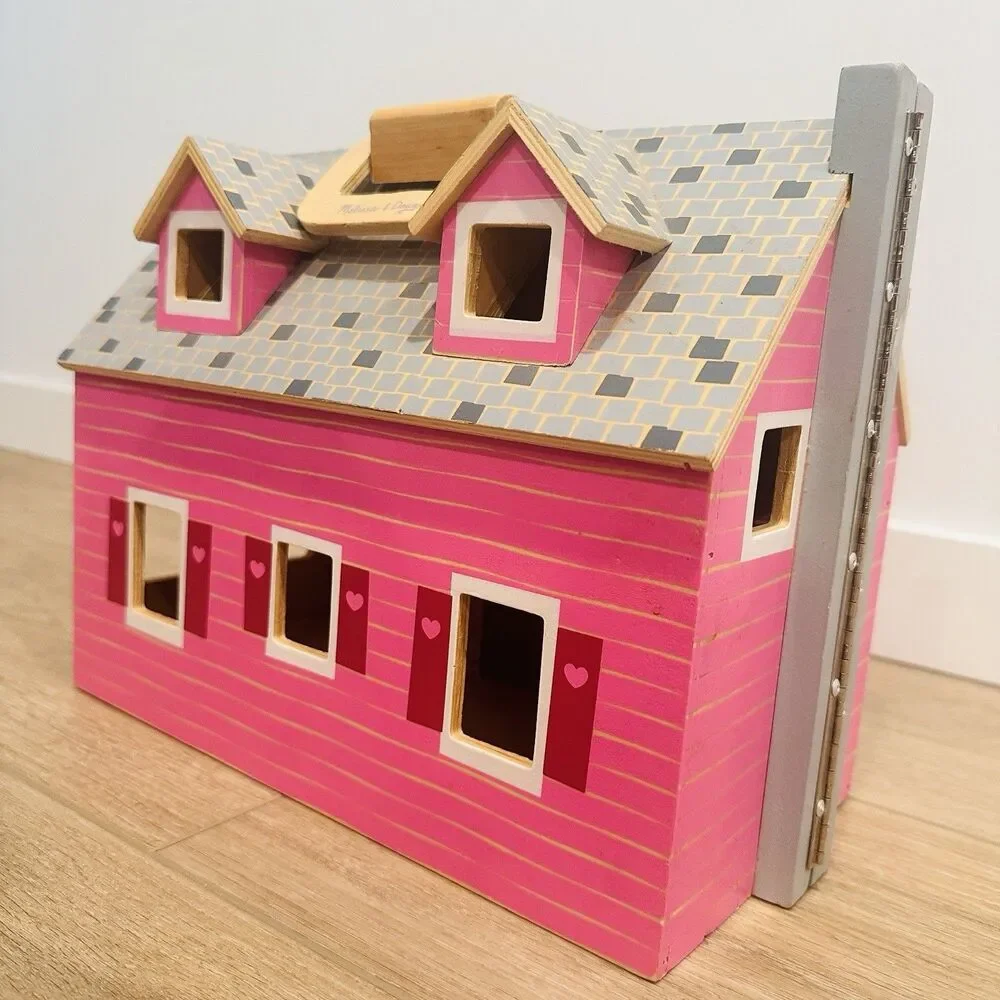 Melissa & Doug Fold Go Wooden Dollhouse Furniture Accessories Pink Wooden 3701